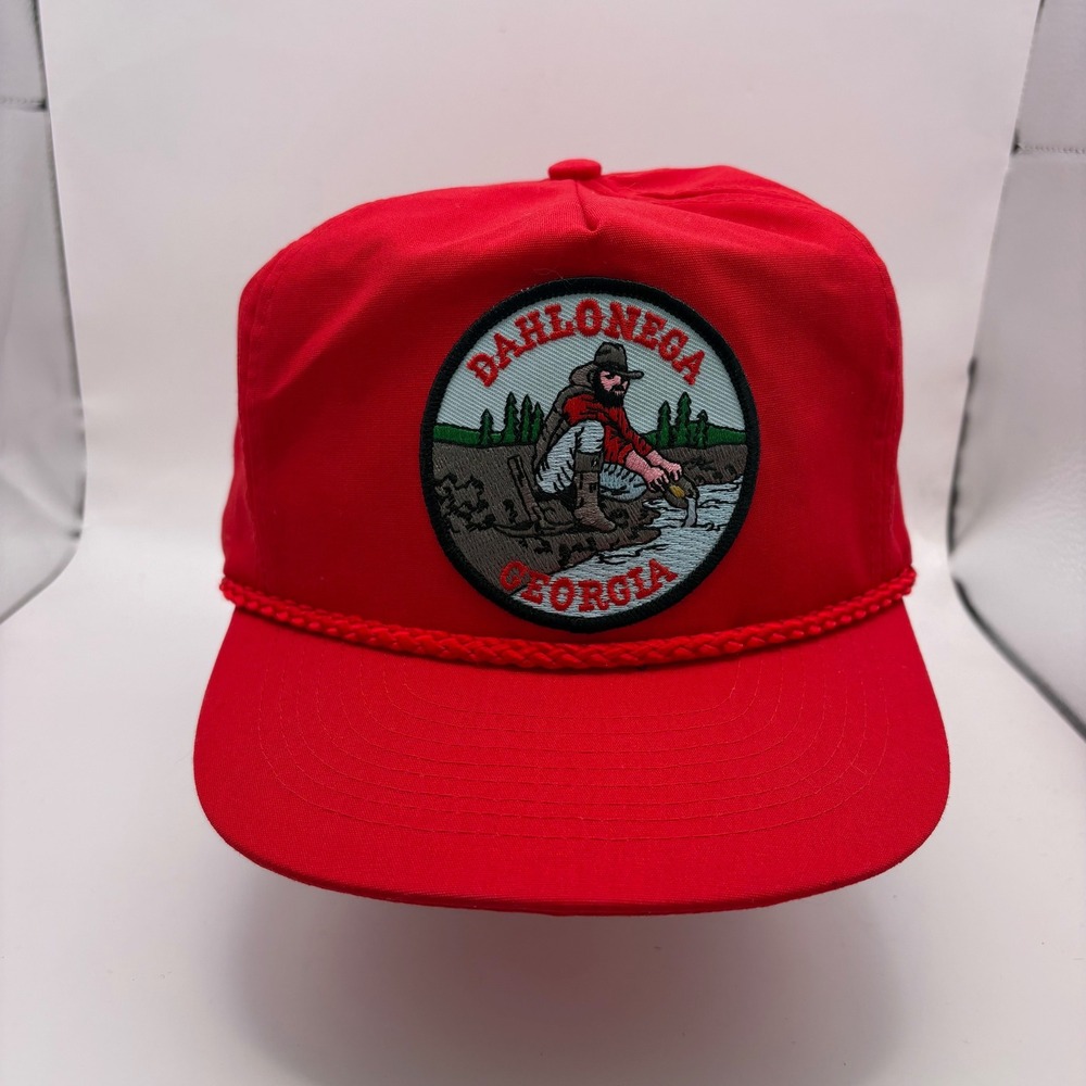 Nissin Cap Dahlonega Georgia Gold Prospector Red Rope Snapback Hat Vintage